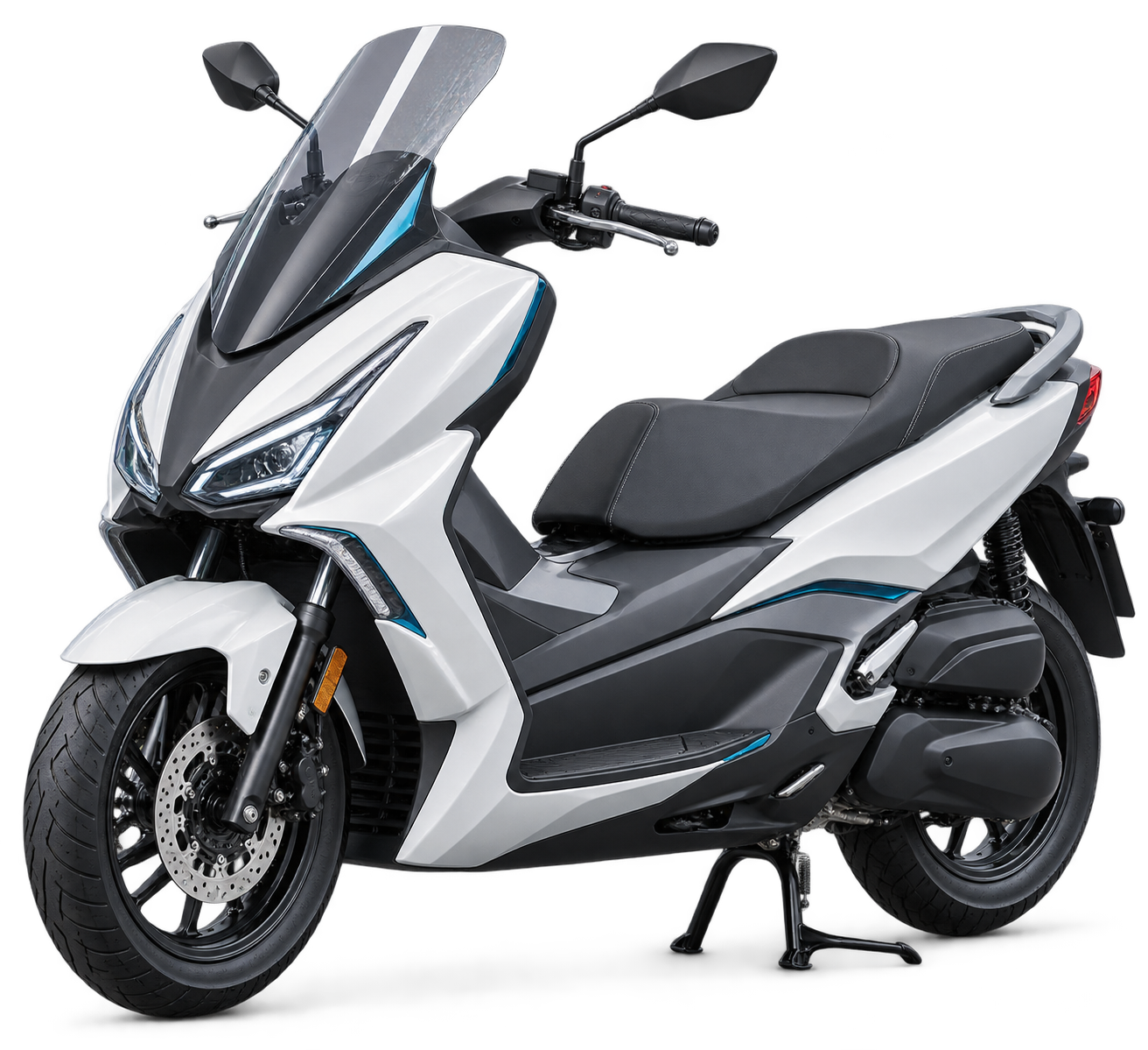 Beyaz şehir tipi motosiklet ve scooter